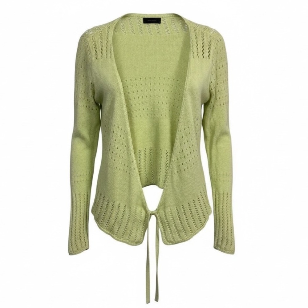 Vero Moda Mossy Green Tie Front Knit‎ Cottage Fairy Wrap Cardigan Sweater Size M